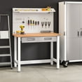 thumbnail image 3 of Seville Classics UltraHD® Heavy Duty Commercial Lighted Workcenter Workbench w/ Wood Top and Pegboard, White, 48" W x 24" D x 65.5" H, 3 of 9