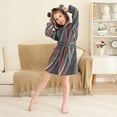 thumbnail image 3 of FORMRS Niños Bathrobe Unisex Hooded Robe Soft Plush Pajamas Sleepwear, Size 7-9T, Red Abstract Lines, 3 of 7