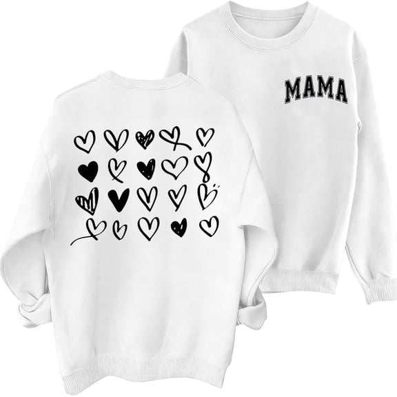BRGZLK Women's Mother's Day Tops Letter Print Casual Fashion Crew Neck Lightweight Comfortable Loose Long Sleeve Hoodless Pullover Mom Shirts, Womens Sweatshirts White M