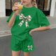 thumbnail image 4 of Vestido de manga corta para niños Día de San Patricio impreso de dos piezas Conjunto de cuello redondo con pantalones cortos, blusa de manga corta, 4 of 6