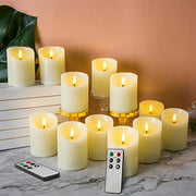 Eywamage 12 Pack Realistic Flameless Pillar Candles with Remote 3" x 4", Flickering LED Battery Candles Ivory Real Wax