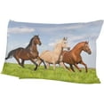 thumbnail image 6 of Horses Running On The Grass Velvet Oblong Lumbar Plush Throw Pillow Cover/Shams Cushion Case - 20x36in - Decorative Invisible Zipper Design for Couch Sofa Pillowcase Only, 6 of 7