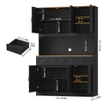thumbnail image 4 of Hiphuta 72" Tall Kitchen Pantry Storage Cabinet with RGB LED, Hutch Cabinet with Charging Station and Adjustable Shelves for Dining Room, Black & Oak, 4 of 8