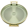 thumbnail image 3 of Raindrops  Tea Tray Decorative Circle for Coffee Table Round Centerpiece Green, 3 of 8
