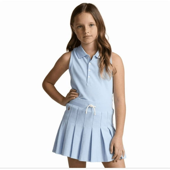 Polo Ralph Lauren Big Girls Cotton Mesh Sleeveless Polo Shirt - Bluebell