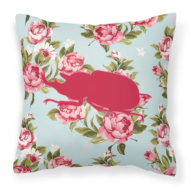 Caroline's Treasures BB1064-RS-BU-PW1414 Scarabée Shabby Chic Roses Bleues Coussin Décoratif Grand Multicolore