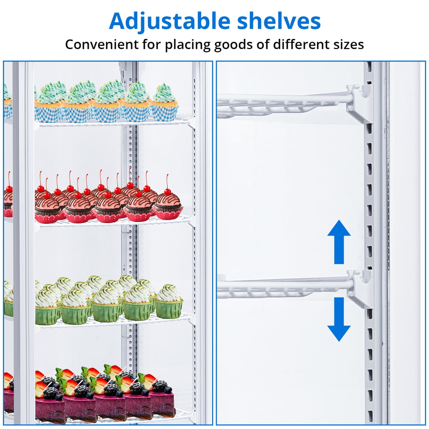 308L Commercial Display Refrigerator, 9.8 Cubic Feet Single Door, Led Lighting On Five Sides, Double-glazed, Countertop/floor Refrigerator, 110v, Suitable For Shops, Restaurants, Apartments