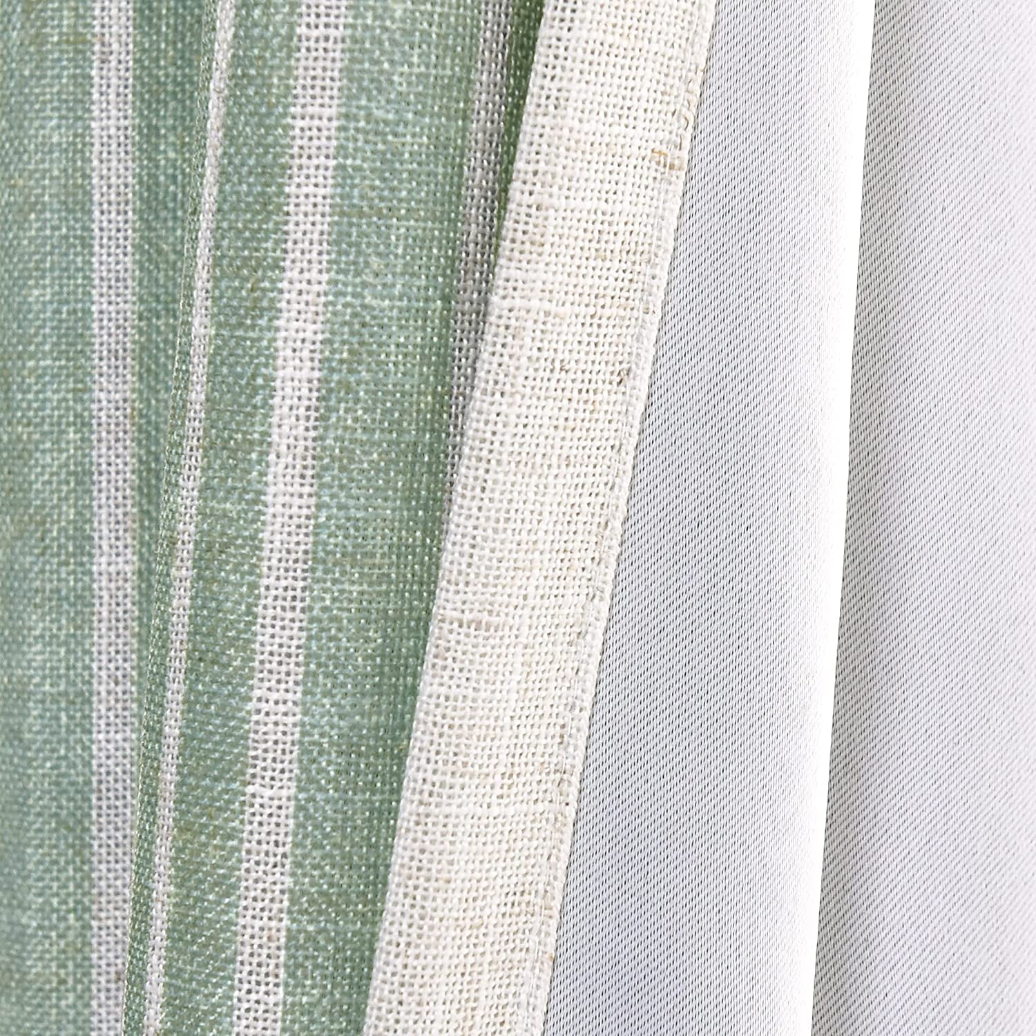 DriftAway  Chris Vertical Striped Pattern Linen Textured Blackout Window Curtain Valance Green 52" width x 18 " length