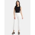 thumbnail image 2 of Time and Tru Women's and Women’s Plus High Rise Straight Leg Jeans with Raw Hem, 27.5” Inseam, Sizes 0-22, 2 of 5