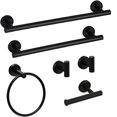 thumbnail image 1 of YYAO 6-Piece Bathroom Hardware Set, Bathroom Wall-Mounted Stainless Steel Towel Rack Set, Matte Black, 1 of 8