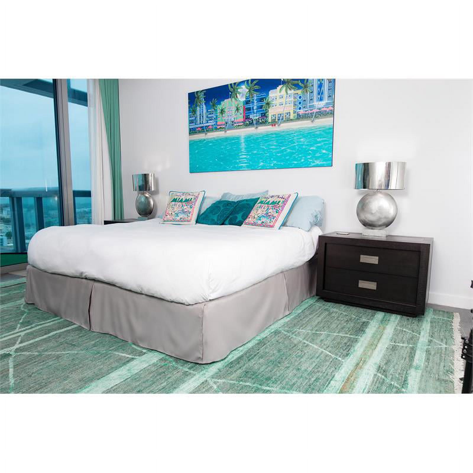 Simply On Bed Skirt Polyester 14 Inch Drop Pleated, King, Gray