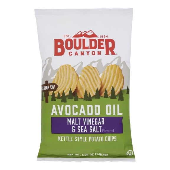 Boulder Canyon - Kettle Chips - Malt Vinegar and Sea Salt - 5.25 oz - Case of 12