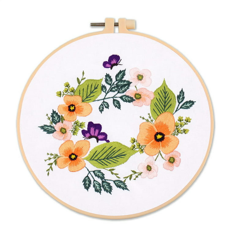 Mduoduo Flower Insect Cross Stitch Kit,DIY Embroidery Kit & Hoop,Starter  Kit Tool for Adults and Kids