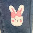 thumbnail image 3 of Peacolate 2-6 Years Winter Little Girls Fleece-Lined Thicken Jeans Embroidered Butterfly Bunny Denim Trousers,Bunny,5Years, 3 of 5