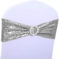 thumbnail image 1 of Fajas de silla SINSSOWL con lentejuelas plateadas y elastano, paquete de 100, 1 of 7