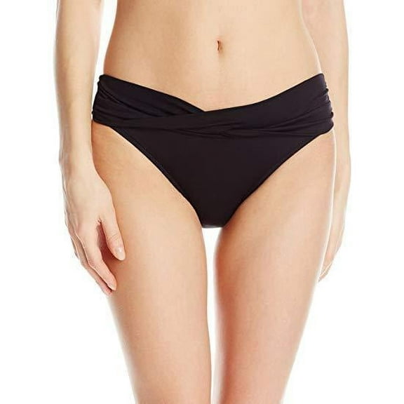 Seafolly Women's Twist Band Hipster Full Coverage Bikini Bottom Swimsuit,Black,2 US