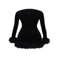 thumbnail image 5 of Robe Moulante à Manches Longues Col Rond Plume Mini-Robe Slim, 5 of 5