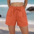 thumbnail image 5 of Inglocry Linen Shorts Women Casual Wide Leg High Waisted Summer Shorts Comfy Elastic Waist Beach Shorts with Pockets Saffron 2XL, 5 of 5