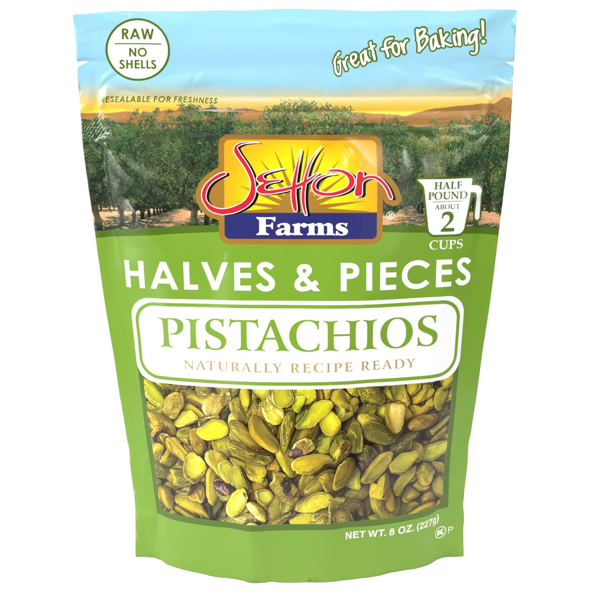 Setton Farms Shelled Pistachio Kernels, Halves & Pieces Raw, 8 Ounce (No Shells, Raw, Unsalted) (Perfect for making Dubai Chocolate, and other Baking and Cooking Needs).
