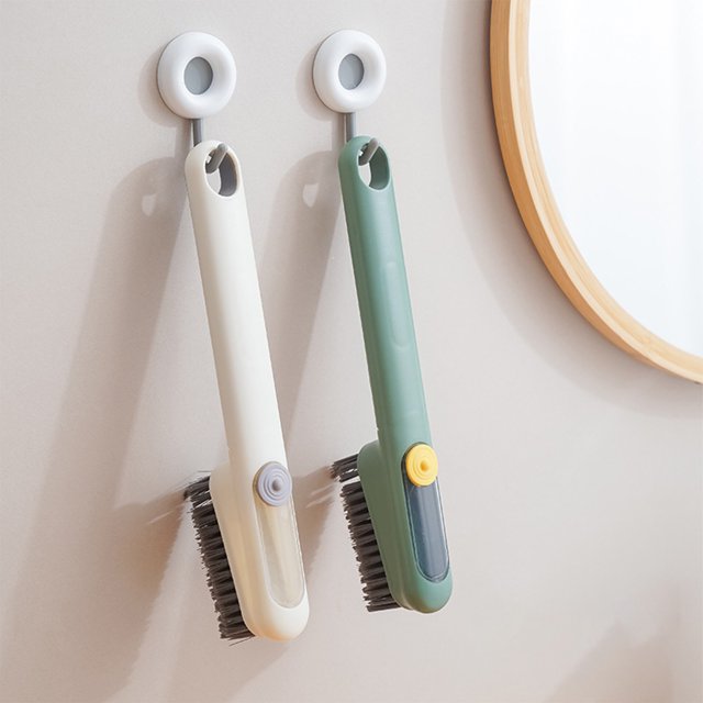 Cepillo de Limpieza Multifuncional, Dispensador de Líquido En Aerosol, Cerdas Rectas, Boquilla Plana Tipo Espátula, Pinzas para Limpiar Rincones, Cocina, Baño y Hogar, Tamaño 26 X 3 X 6 Cm.