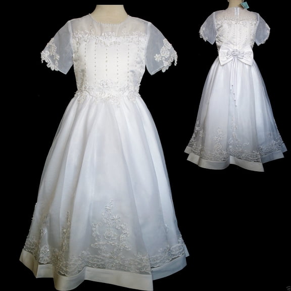 New Girl Wedding Bride maid Pageant 1st Holy Communion Dress White 5 6 7 8 10