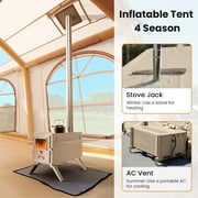 Lilypelle 10 Person Blow Up Camping Inflatable Tent w/ Canopy & Stove Jack & AC Port,13.8′x 10.5′x 6.9′Waterproof Oxford 2 Room Air Tent,Easy Setup Glamping Inflatable House