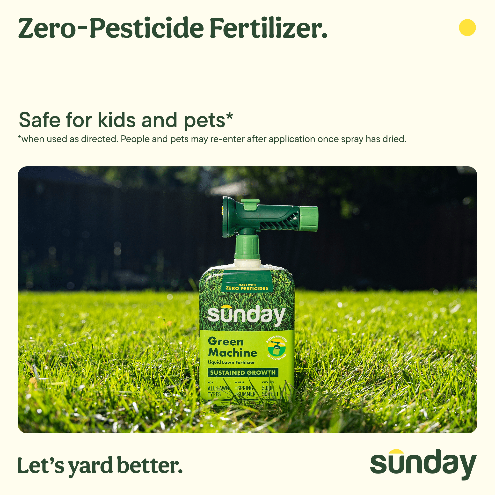 Sunday Green Machine Ready-to-Spray Liquid Lawn Fertilizer (22-0-3), 42.3 oz, 5000-Sq ft