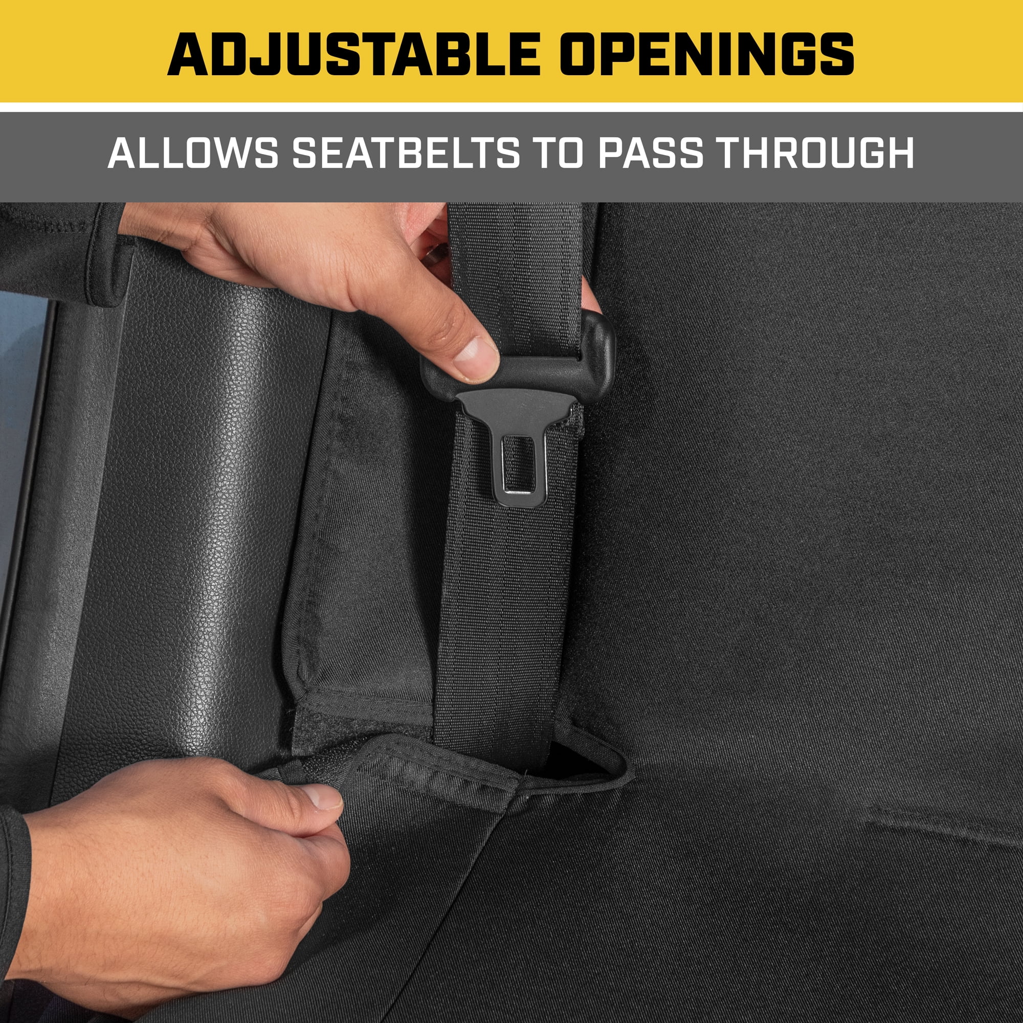 CAT FlexFit™ Black Rear Seat Cover For Car, Suv, & Truck - Durable Canvas Material Back Car Seat Covers 60/40 Split Bench Protector - Back Seat Cover & Back Seat Protector Interior Accessories