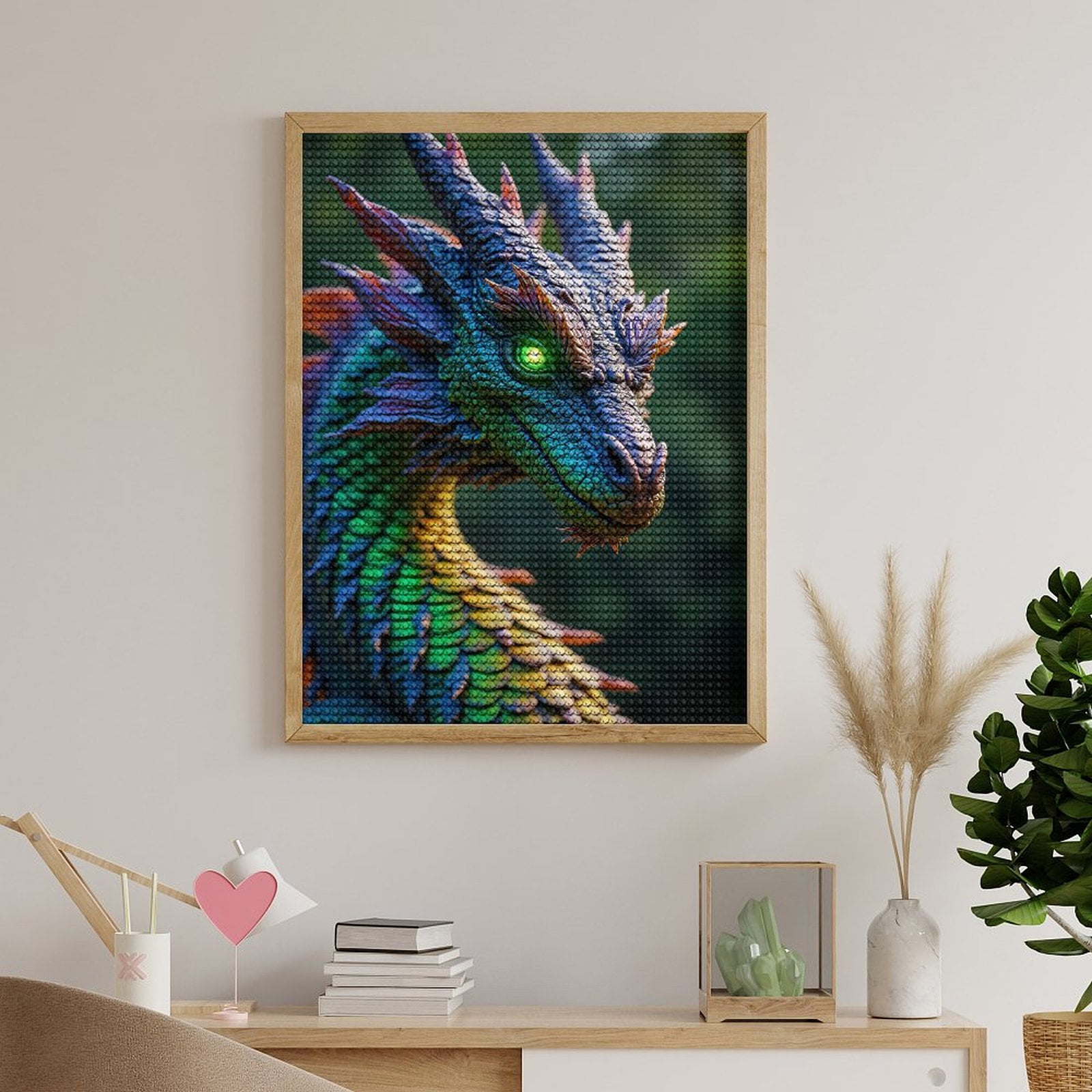 Diamond Art Kits for Adults, Green Enchanted Dragon Fantasy Creature 5D Diamond Painting Kits for Adults Beginners, DIY Full Drill Diamond Painting, Gem Art and Crafts 12x16