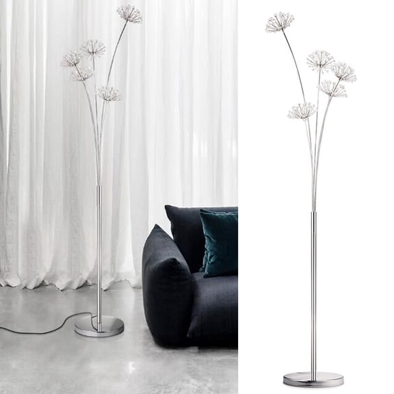 110V 5*2W Crystal LED Floor Lamp Living Room Lighting Standing Lamp Tall Pole Shade 5 Head 11.02*68.9in Used in The Dining Room, Room, Kitchen
