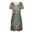 thumbnail image 4 of Xysaqa House Dresses for Womens Casual Half Sleeve Nightgown Soft Comfy Sleepwear Floral Printed Loungewear Flowy Sundress with Pockets S-2XL, 4 of 8