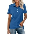 thumbnail image 1 of Hot Sale!!Women's Short Sleeve Shirts Summer Button Down Collared Tops Casual Loose Tees, 1 of 7