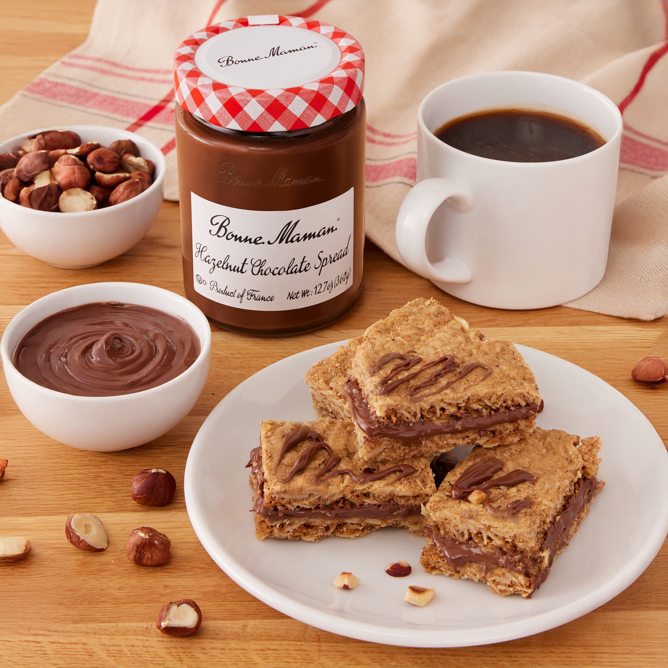 (6 pack) Bonne Maman Hazelnut Chocolate Spread, Smooth & Creamy Nut Butter, 12.7 oz Jar