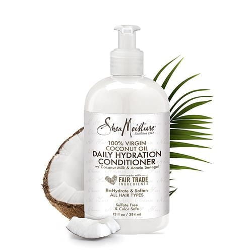 SheaMoisture Shampoo & Conditioner + Leave-in Treatment, Daily Hydration with Coconut Oil, Hair Detangler, Frizz Control, Cruelty-Free (3 Piece Set)