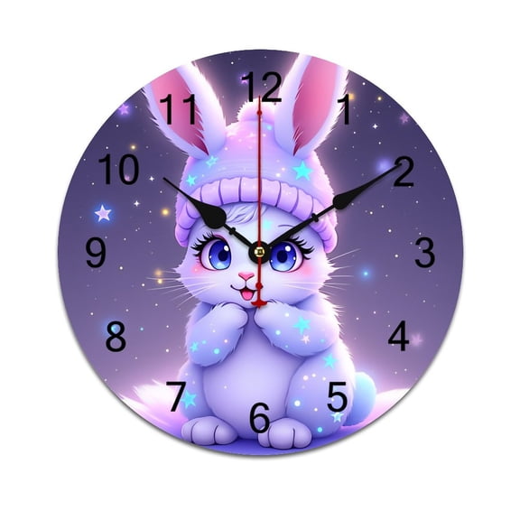 Cute Cartoon Rabbit Word Saying Big Wall Clock Home Decor Art Watch Living Room Gift