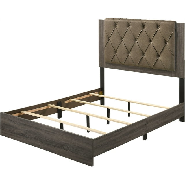 ACME Lit Grand Avantika en Tissu & Chêne Gris Rustique