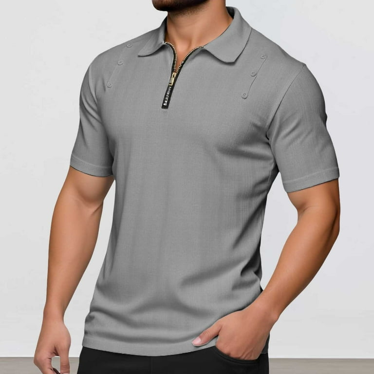 JTieacloth Mens Button Closure T Shirt Men's Summer Fashion Solid