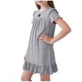 thumbnail image 7 of FRSASU Toddler Girls Nightgown Dress Summer Short Sleeve Ruffle Hem Modal Swing Mini Dresses for Kids 1-16 Years Gray, 7 of 7