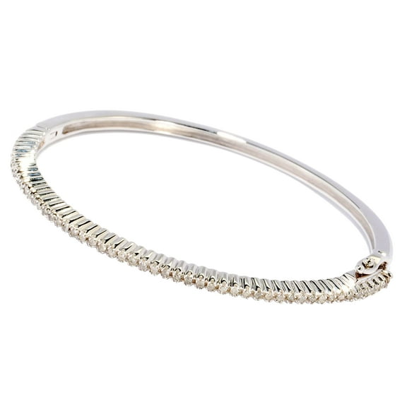 Sterling Silver with 0.50 CTTW Genuine White Diamond Bangle Bracelet - 6.5"