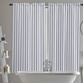 thumbnail image 3 of Navy Blue Striped Window Curtains 84 Inch Length, Farmhouse Blue Stripes Rod Pocket Kitchen Window Treatments Drapes for Bedroom, Cafe, Living Room, 2 Panels, 52 W x 84 L, 3 of 5