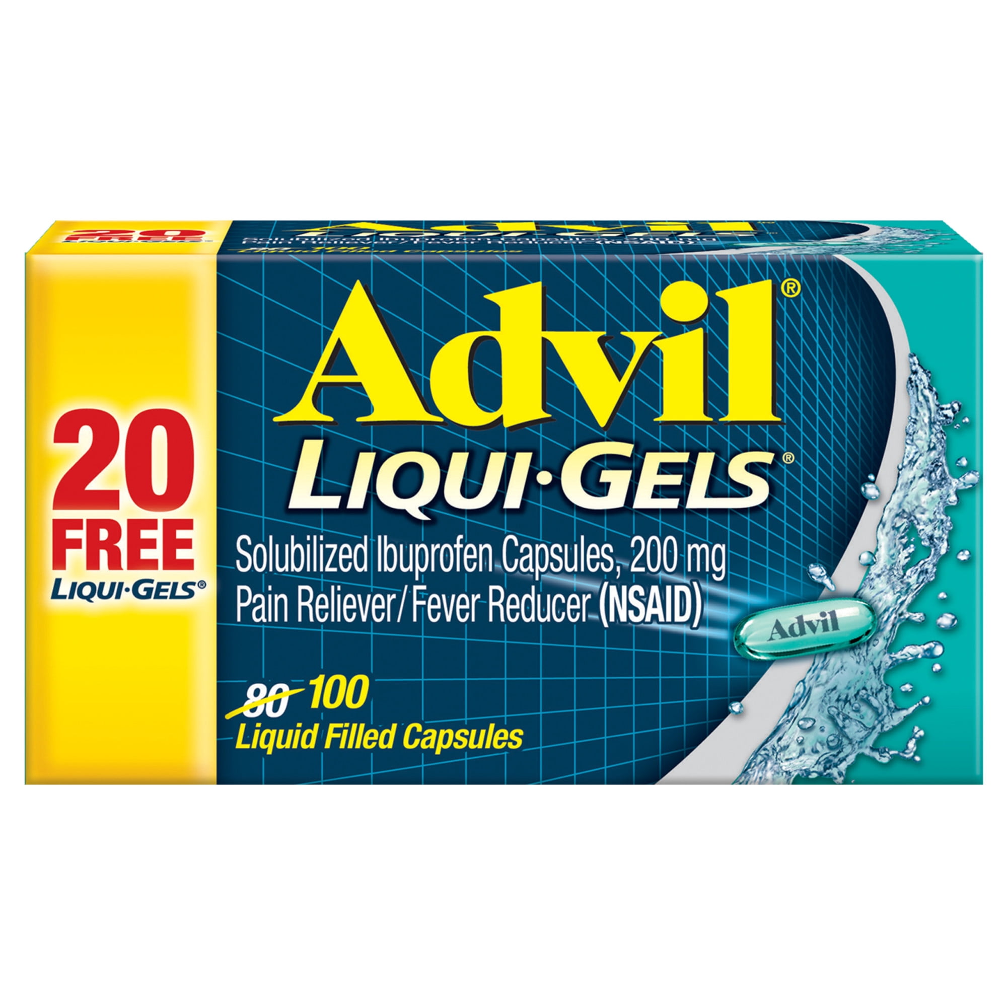 Advil Liqui-Gels Pain Relievers and Fever Reducer Liquid Filled Capsules, 200 Mg Ibuprofen, 100 Count