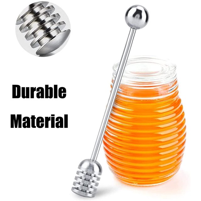 Cuchara de miel de acero inoxidable, cucharas de miel, cuchara de mango recto, herramienta de mezcla a prueba de herrumbre, herramienta de varilla de mezcla para dispensación de mermelada de miel, ZefeiWu 8390606198631