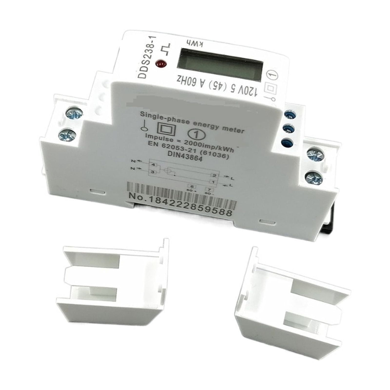 105(45)A 45A Single Phase Din Rail KWH Watt Hour Din-rail Energy Meter LCD Monitor KWh Meter Wattmeter Power Consumption Monitor ,Overload Protection