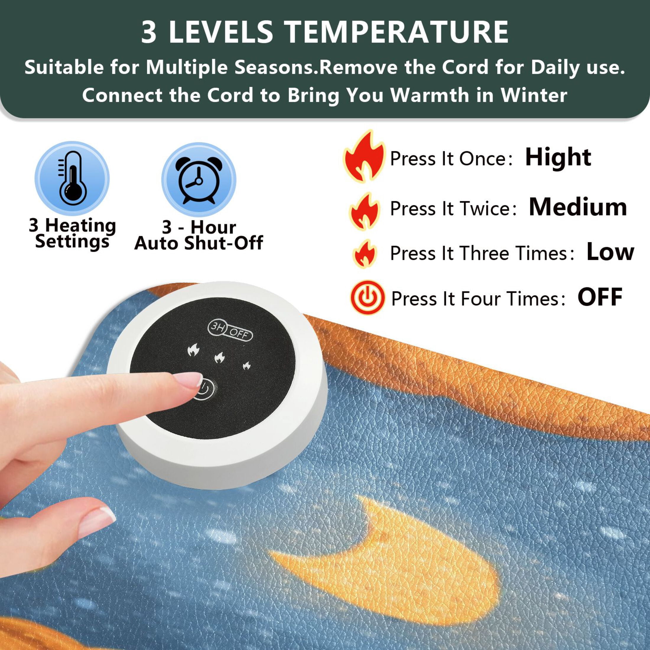 Large Heated Desk Mat Mouse Pad 31.5"x13"PU Leather Graphene Heating Desk Warmer with 3 Temperature Settings 110V US Plug Non-Slip Warm Pad for Home, Office, and Gaming Spooky Evil Pumpkin Designs