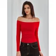 thumbnail image 5 of ANFERRY Women Padded Off Shoudler Tops Long Sleeve Side Ruched Basic Going Out Shirts, 5 of 8