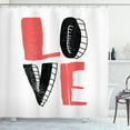thumbnail image 1 of Valentines Days Shower Curtain, Love Typography with Upper Case Letters Simplistic Style, Fabric Bathroom Set with Hooks, 69W X 75L Inches Long, Coral Charcoal Grey and White, by Ambesonne, 1 of 3