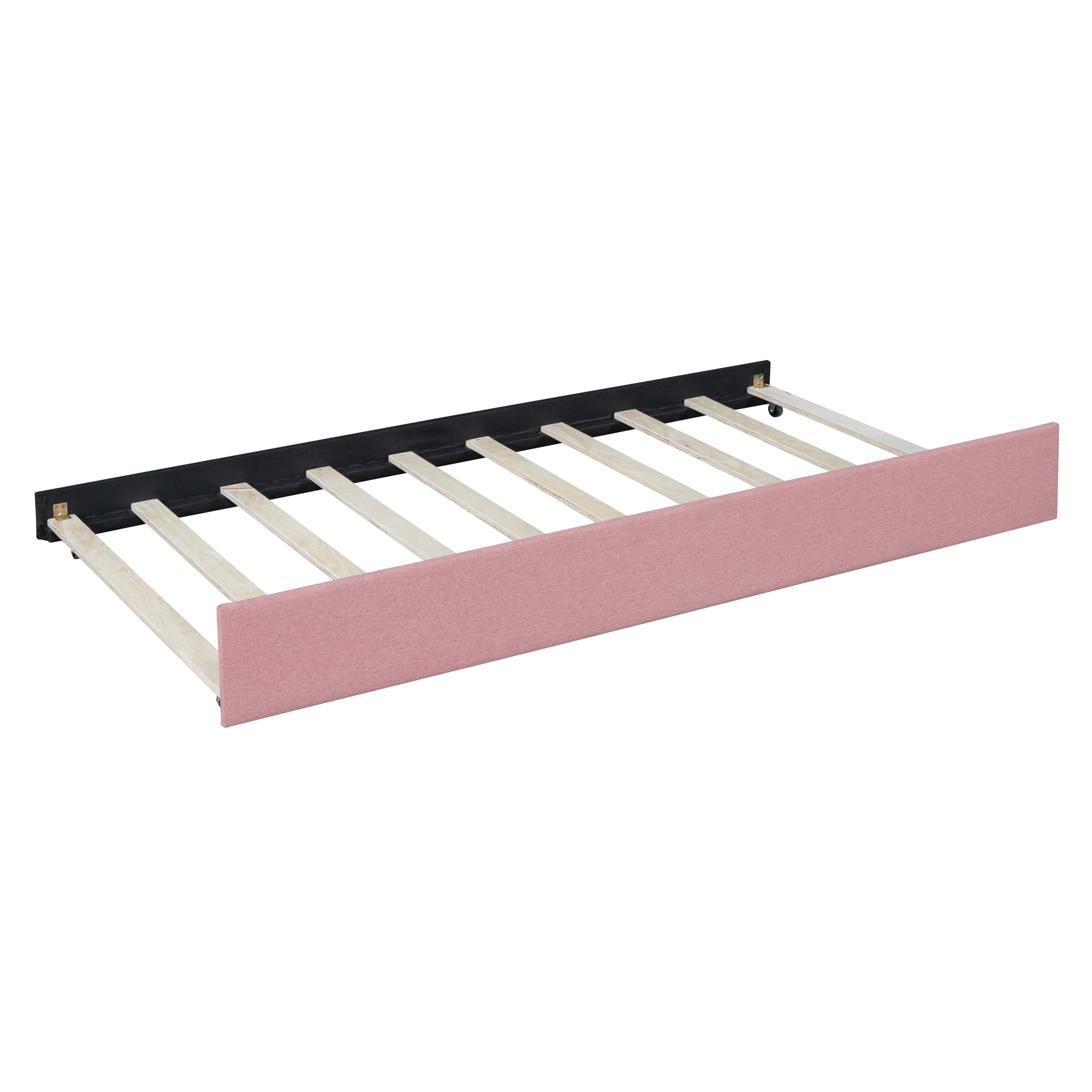 Aukfa Full Size Daybed with Trundle Bed, Upholstered Sofa Bed Frame, Pink