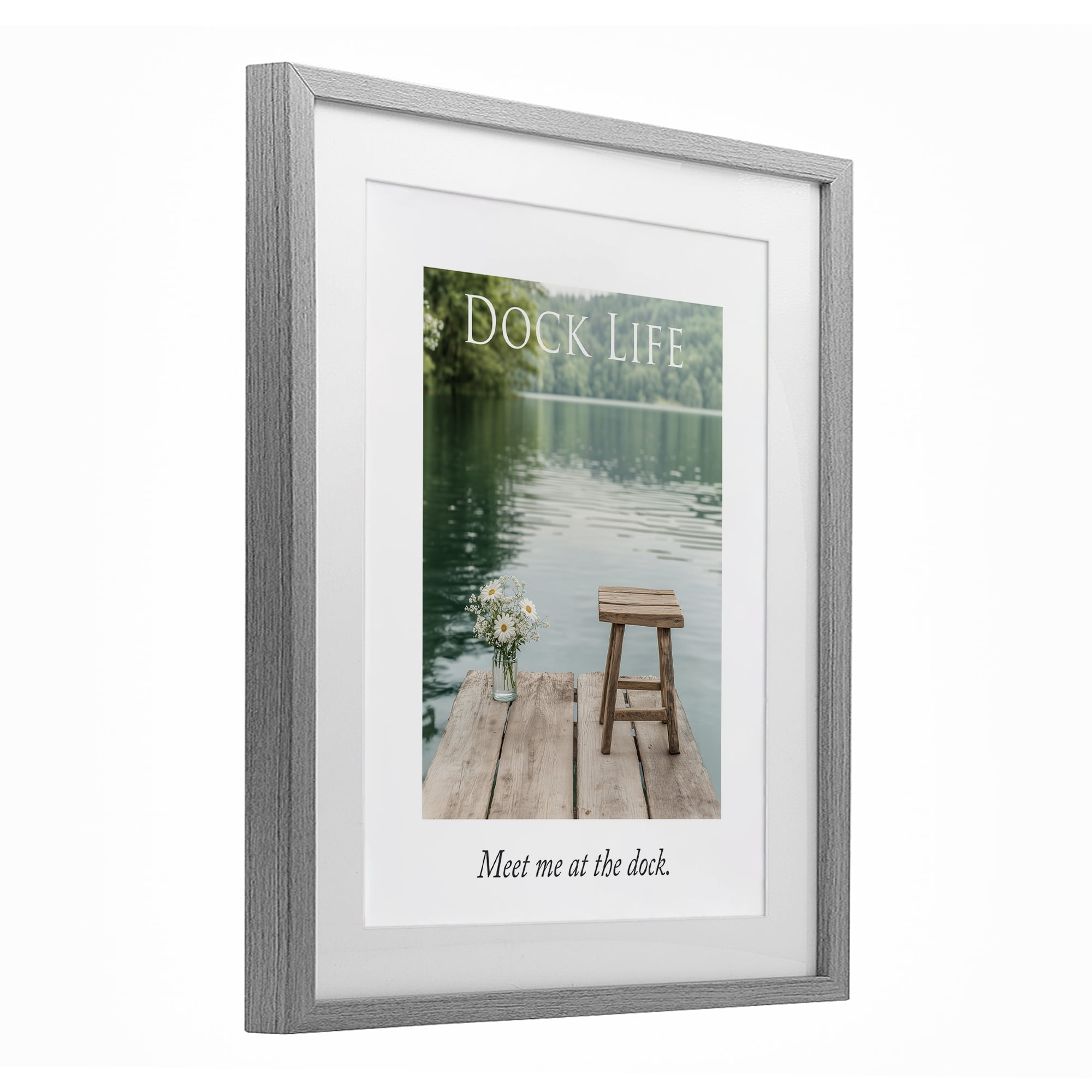 Stupell Industries Dock Life Calming Scenery Gray Framed Print Under Glass, design by A Barefoot Stylist