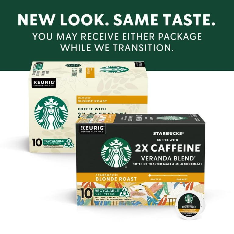 Starbucks Blonde Roast K-Cup Coffee Pods With 2X Caffeine  For Keurig  Brewers  1 Box (10 Pods) - Walmart.com