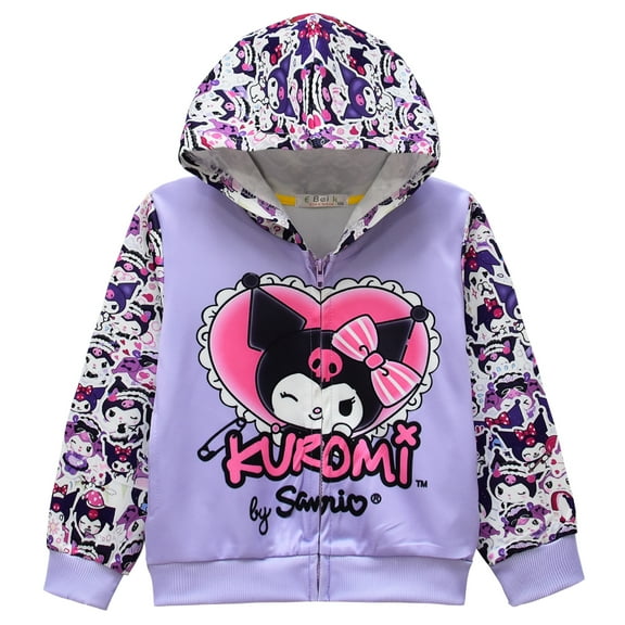 Teens Girls Cute Kuromi Zip Up Hoodie Jacket Long Sleeve Hoodies Sweatshirt with Pockets